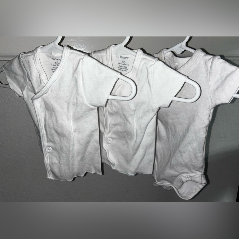 White side-snap tees and onesie